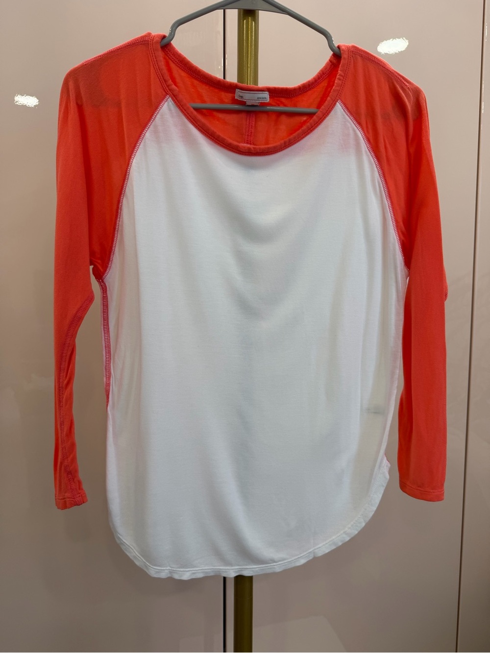 GAP White Body with Coral Raglan Long Sleeve Top